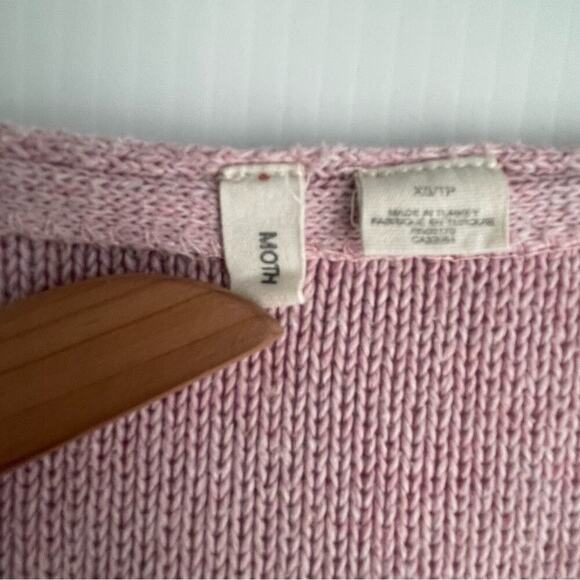Anthropologie MOTH pink scoop neck pullover cardigan sweater 100% cotton size XS - Picture 6 of 9